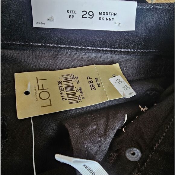 NWT LOFT Black Velvet Pants sz 8 petite modern skinny with 27" inseam - Picture 5 of 6
